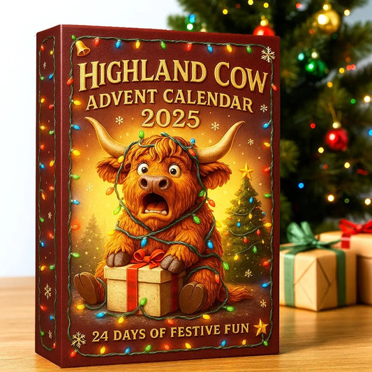 🐮Highland Ko Adventskalender 2025🎄 - 3D handgjord Highland Ko Docka (24 bitar)