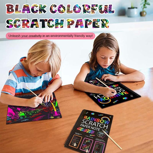 🌈Svart Färgglatt Skrapapper