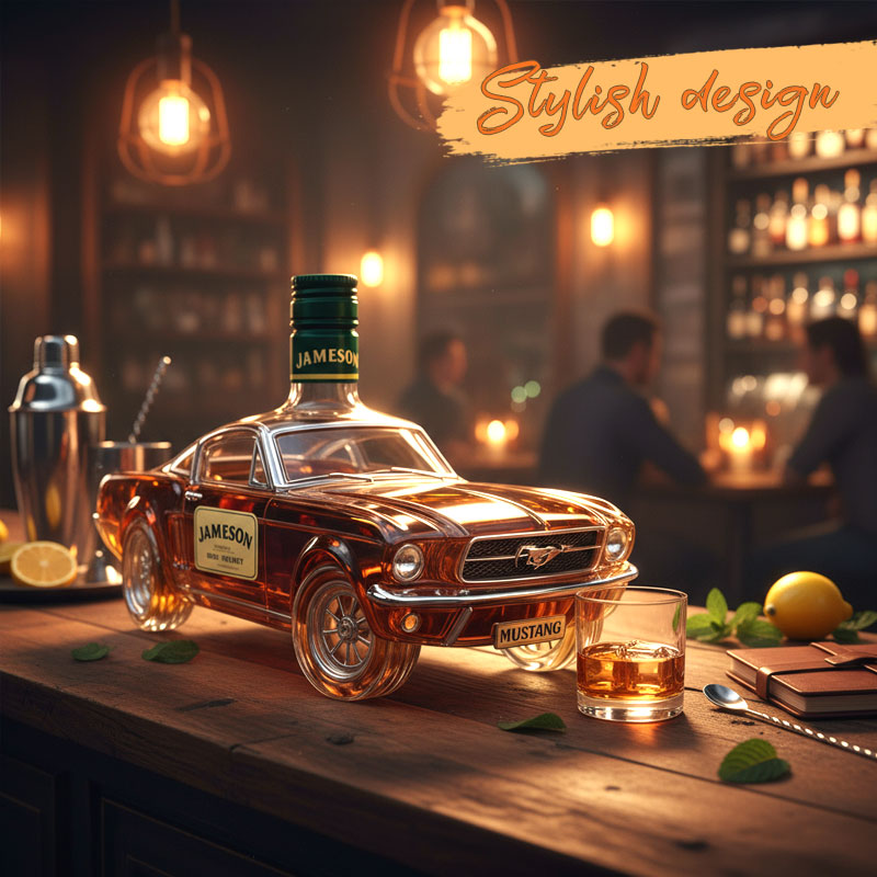 ✨ Ett uttalande för stil och njutning – Mustang Whiskyflaska 🥃🐎